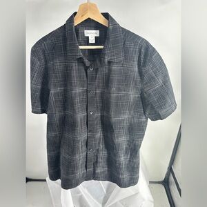 Calvin Klein black and white grey button down shirt